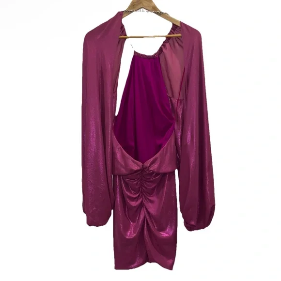 THE ATTICO Karen Mini Dress Pink Violet Lamé Cutout Cocktail US 4 IT 40 chain - Picture 10 of 16